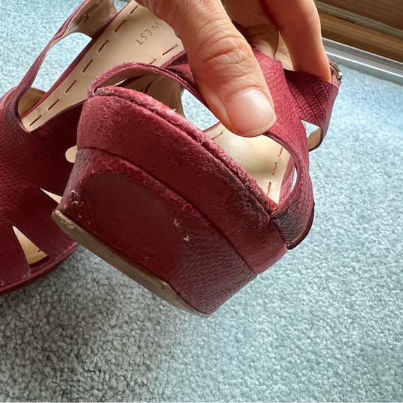 Nine West Platform Red Heels with Ankle Buckle - Picture 7 of 8